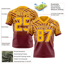 Load image into Gallery viewer, Custom Gold Burgundy-White Authentic Abstract Geometric Lines Gradient Football Jersey