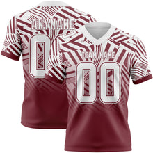 Laden Sie das Bild in den Galerie-Viewer, Custom White-Burgundy Authentic Abstract Geometric Lines Gradient Football Jersey
