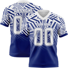 Charger l'image dans la galerie, Custom White-Royal Authentic Abstract Geometric Lines Gradient Football Jersey