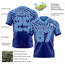 Charger l'image dans la galerie, Custom Light Blue Royal-White Authentic Abstract Geometric Lines Gradient Football Jersey