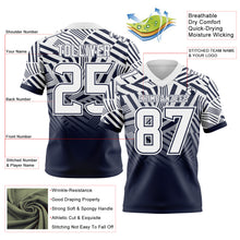 Laden Sie das Bild in den Galerie-Viewer, Custom White-Navy Authentic Abstract Geometric Lines Gradient Football Jersey