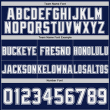 Laden Sie das Bild in den Galerie-Viewer, Custom White-Navy Authentic Abstract Geometric Lines Gradient Football Jersey
