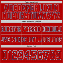 Charger l'image dans la galerie, Custom Red Navy-White Authentic Abstract Geometric Lines Gradient Football Jersey