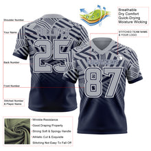 Laden Sie das Bild in den Galerie-Viewer, Custom Gray Navy-White Authentic Abstract Geometric Lines Gradient Football Jersey