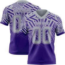 Laden Sie das Bild in den Galerie-Viewer, Custom Gray Purple-White Authentic Abstract Geometric Lines Gradient Football Jersey