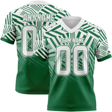 Load image into Gallery viewer, Custom White-Kelly Green Authentic Abstract Geometric Lines Gradient Football Jersey