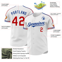 Charger l'image dans la galerie, Custom White Red-Royal Raglan Line Gradient Stripe Authentic Baseball Jersey