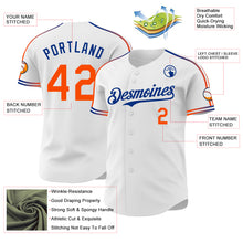 Charger l'image dans la galerie, Custom White Orange-Royal Raglan Line Gradient Stripe Authentic Baseball Jersey