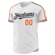 Laden Sie das Bild in den Galerie-Viewer, Custom White Orange-Black Raglan Line Gradient Stripe Authentic Baseball Jersey