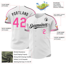 Загрузить изображение в средство просмотра галереи, Custom White Pink-Black Raglan Line Gradient Stripe Authentic Baseball Jersey