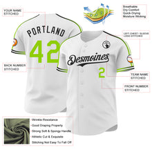 Laden Sie das Bild in den Galerie-Viewer, Custom White Neon Green-Black Raglan Line Gradient Stripe Authentic Baseball Jersey