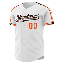 Charger l'image dans la galerie, Custom White Orange-Brown Raglan Line Gradient Stripe Authentic Baseball Jersey