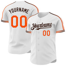 Charger l'image dans la galerie, Custom White Orange-Brown Raglan Line Gradient Stripe Authentic Baseball Jersey