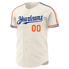 Laden Sie das Bild in den Galerie-Viewer, Custom Cream Orange-Royal Raglan Line Gradient Stripe Authentic Baseball Jersey