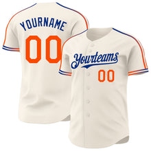 Laden Sie das Bild in den Galerie-Viewer, Custom Cream Orange-Royal Raglan Line Gradient Stripe Authentic Baseball Jersey