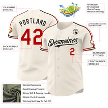 Загрузить изображение в средство просмотра галереи, Custom Cream Red-Black Raglan Line Gradient Stripe Authentic Baseball Jersey