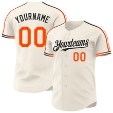 Laden Sie das Bild in den Galerie-Viewer, Custom Cream Orange-Black Raglan Line Gradient Stripe Authentic Baseball Jersey