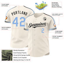 Загрузить изображение в средство просмотра галереи, Custom Cream Light Blue-Black Raglan Line Gradient Stripe Authentic Baseball Jersey