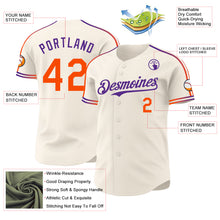 Laden Sie das Bild in den Galerie-Viewer, Custom Cream Orange-Purple Raglan Line Gradient Stripe Authentic Baseball Jersey
