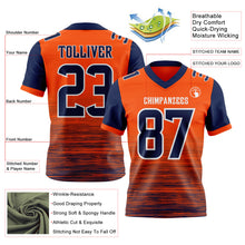 Charger l'image dans la galerie, Custom Orange Navy-White Authentic Fluid Scratch Waves Football Jersey