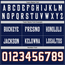 Laden Sie das Bild in den Galerie-Viewer, Custom Navy White-Orange Authentic Fluid Scratch Waves Football Jersey