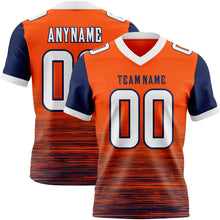 Charger l'image dans la galerie, Custom Orange White-Navy Authentic Fluid Scratch Waves Football Jersey