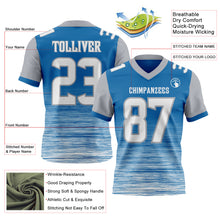 Laden Sie das Bild in den Galerie-Viewer, Custom Blue White-Gray Authentic Fluid Scratch Waves Football Jersey