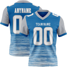 Laden Sie das Bild in den Galerie-Viewer, Custom Blue White-Gray Authentic Fluid Scratch Waves Football Jersey