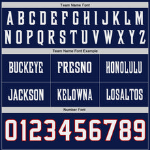 Laden Sie das Bild in den Galerie-Viewer, Custom Navy White-Red Authentic Fluid Scratch Waves Football Jersey