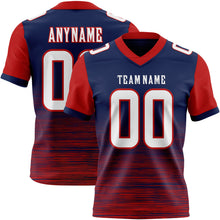 Laden Sie das Bild in den Galerie-Viewer, Custom Navy White-Red Authentic Fluid Scratch Waves Football Jersey