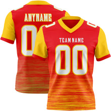 Laden Sie das Bild in den Galerie-Viewer, Custom Fire Red White-Yellow Authentic Fluid Scratch Waves Football Jersey