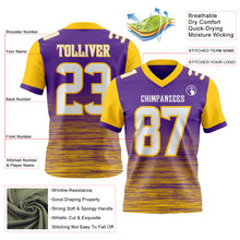 Laden Sie das Bild in den Galerie-Viewer, Custom Purple White-Yellow Authentic Fluid Scratch Waves Football Jersey