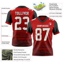 Laden Sie das Bild in den Galerie-Viewer, Custom Red White Black-Orange Authentic Fluid Scratch Waves Football Jersey