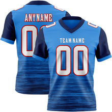 Laden Sie das Bild in den Galerie-Viewer, Custom Powder Blue White Navy-Red Authentic Fluid Scratch Waves Football Jersey
