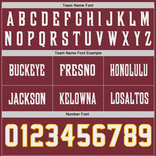 Laden Sie das Bild in den Galerie-Viewer, Custom Burgundy White-Gold Authentic Fluid Scratch Waves Football Jersey