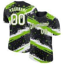 Laden Sie das Bild in den Galerie-Viewer, Custom Black White-Neon Green Brush Stroke Splatter Starburst Performance T-Shirt