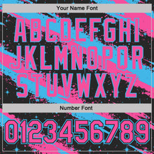 Laden Sie das Bild in den Galerie-Viewer, Custom Black Pink-Sky Blue Brush Stroke Splatter Starburst Performance T-Shirt