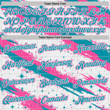 Laden Sie das Bild in den Galerie-Viewer, Custom White Teal-Pink Brush Stroke Splatter Starburst Performance T-Shirt