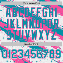 Laden Sie das Bild in den Galerie-Viewer, Custom White Teal-Pink Brush Stroke Splatter Starburst Performance T-Shirt