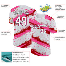 Laden Sie das Bild in den Galerie-Viewer, Custom White Pink Red-Black Brush Stroke Splatter Starburst Performance T-Shirt