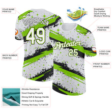 Charger l'image dans la galerie, Custom White Neon Green-Black Brush Stroke Splatter Starburst Performance T-Shirt