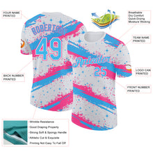 Загрузить изображение в средство просмотра галереи, Custom White Sky Blue-Pink Brush Stroke Splatter Starburst Performance T-Shirt