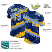 Laden Sie das Bild in den Galerie-Viewer, Custom Royal Light Blue-Yellow Brush Stroke Splatter Starburst Performance T-Shirt