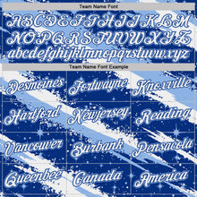Laden Sie das Bild in den Galerie-Viewer, Custom Royal White-Light Blue Brush Stroke Splatter Starburst Performance T-Shirt