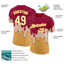 Laden Sie das Bild in den Galerie-Viewer, Custom Maroon Cream-Gold Ice Cream Waffle Foodie Dessert Performance T-Shirt