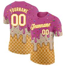 Загрузить изображение в средство просмотра галереи, Custom Pink Cream-Gold Ice Cream Waffle Foodie Dessert Performance T-Shirt