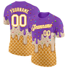 Загрузить изображение в средство просмотра галереи, Custom Medium Purple Cream-Gold Ice Cream Waffle Foodie Dessert Performance T-Shirt
