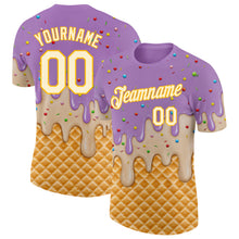 Laden Sie das Bild in den Galerie-Viewer, Custom Light Purple Cream-Gold Ice Cream Waffle Foodie Dessert Performance T-Shirt