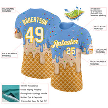Charger l'image dans la galerie, Custom Light Blue Cream-Gold Ice Cream Waffle Foodie Dessert Performance T-Shirt