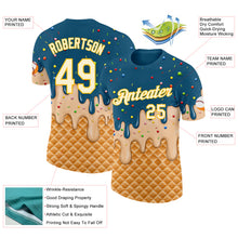 Charger l'image dans la galerie, Custom Teal Cream-Gold Ice Cream Waffle Foodie Dessert Performance T-Shirt